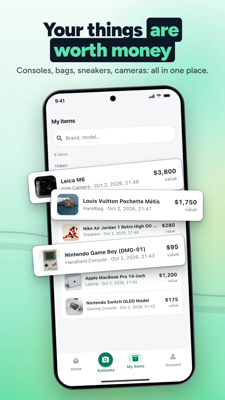Your things are worth money. Consoles, bags, sneakers, cameras: all in one place.