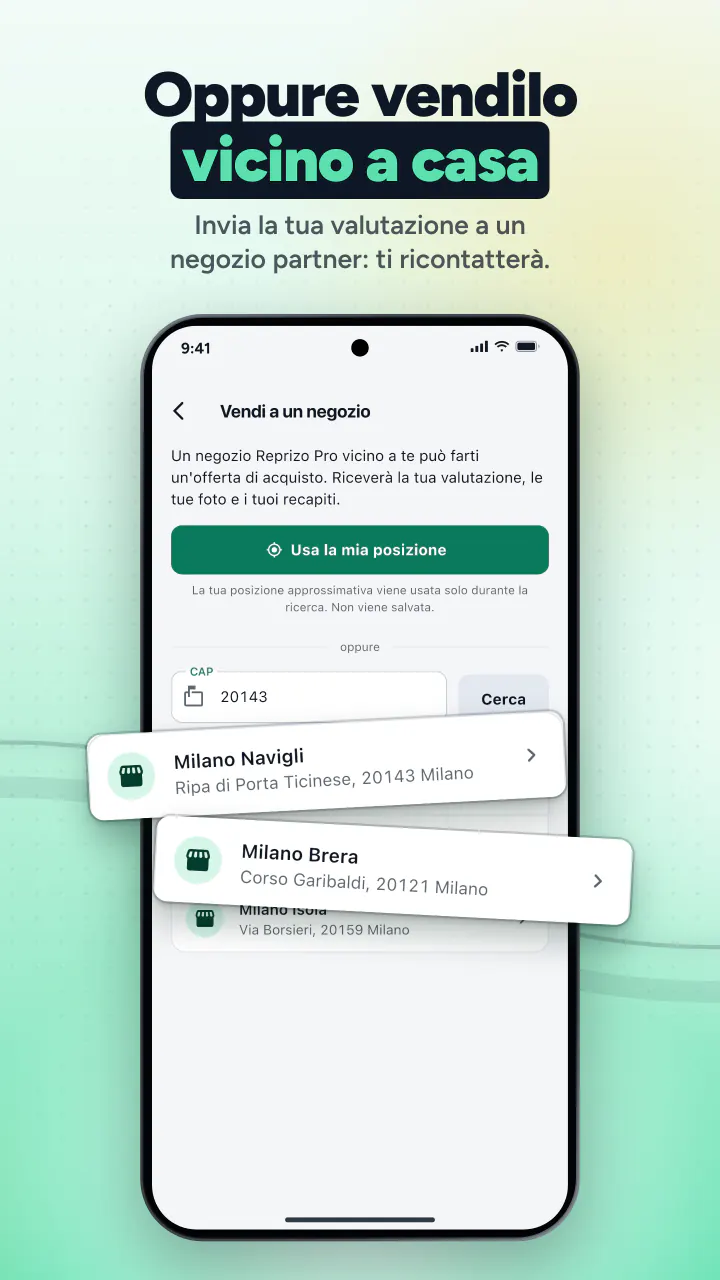 Oppure vendilo vicino a casa. Invia la tua valutazione a un negozio partner: ti ricontatterà.