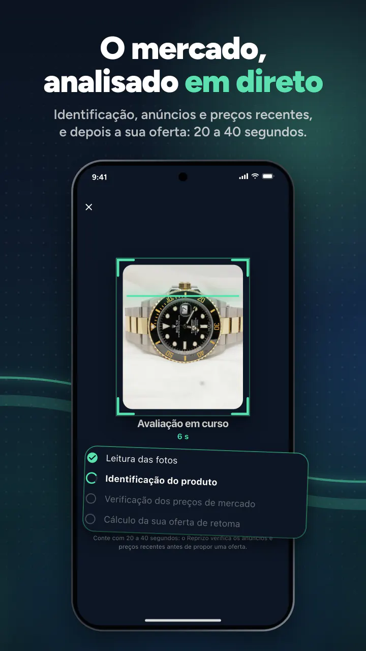 O mercado, analisado em direto. Identificação, anúncios e preços recentes, e depois a sua oferta: menos de 15 segundos.